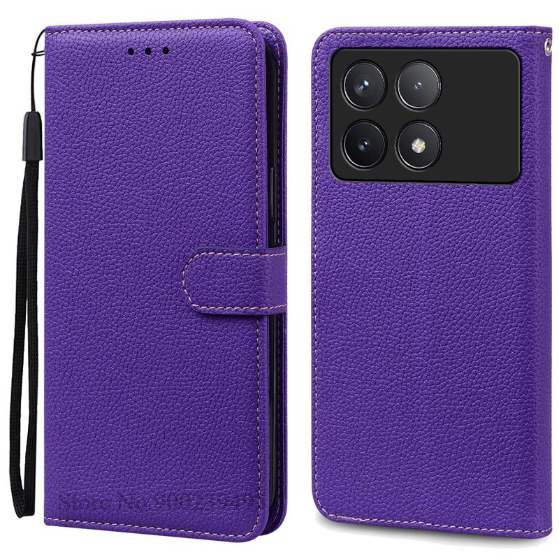 

Чехол F6 Pro для POCO F6 Pro, силиконовый кожаный чехол-кошелек, флип-чехол для Xiaomi Poco F6 Pro 5G, чехол-книжка, Fundas for POCO F6 Pro 5G темно-фиолетового