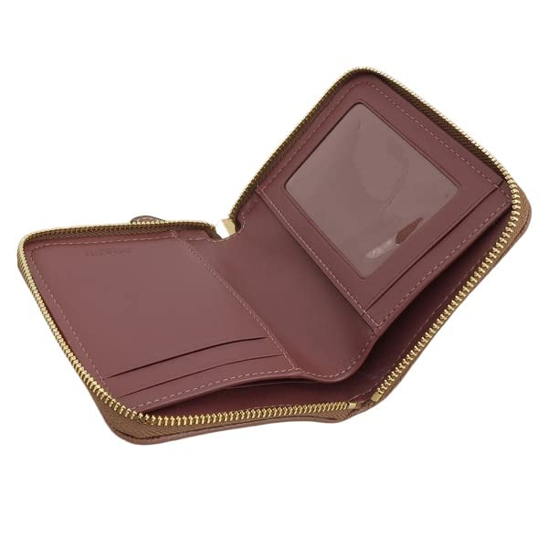 Dámská peněženka Bifold s kulatým zipem, kompaktní kožená CH389, malý zip [Coach] (KHAKI/SEDLOVÁ MULTI/Hnědá) Dámské [položka]