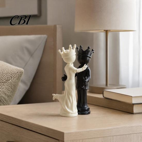 Symbolic Companionship Statue Gifts 1 Pair 3D Printed King and Queen Couple Figurines, Chess Style Dancing Anniversary Keepsakes for Him Her