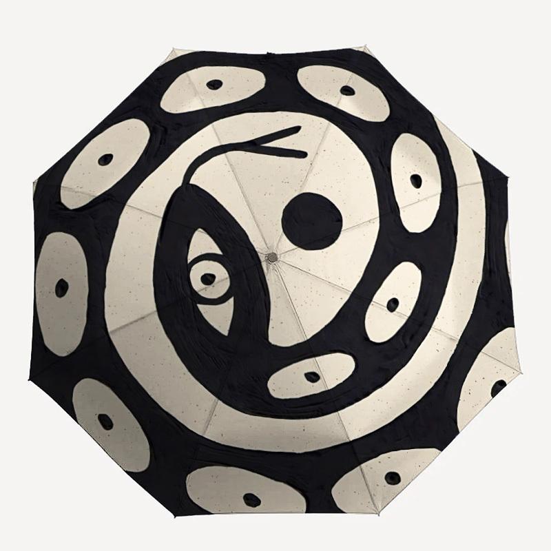 1pc Spiral Patterns Snake Automatic Open/close, Heavy-Duty Iron Frame & 8-Rib structure, Compact Folding Umbrella for Women/Men, All-Season Travel, Ha