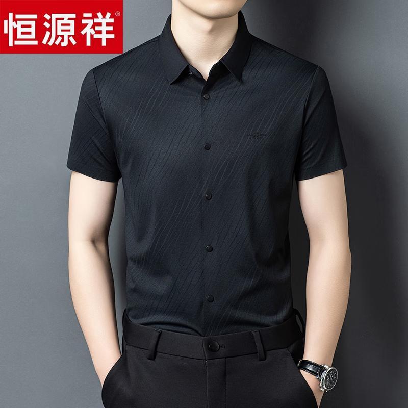 Hengyuanxiang Men s Jacquard Short-Sleeve Shirt 6502 180