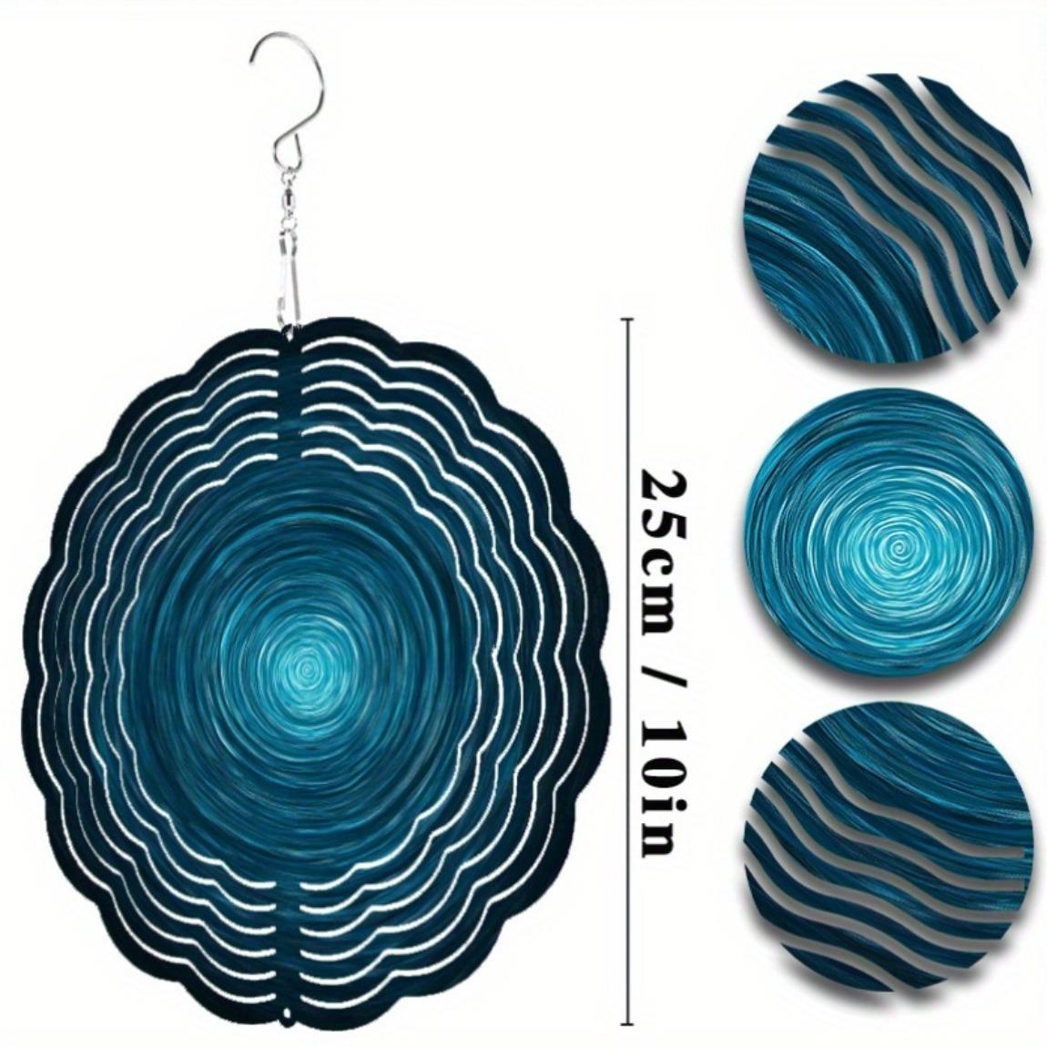 

Металлический ветряной спиннер 10 дюймов для декора сада на открытом воздухе, сине-белый, 3D, активируемый ветром, подвесное украшение, всесезонное украшение для двора и патио 01A