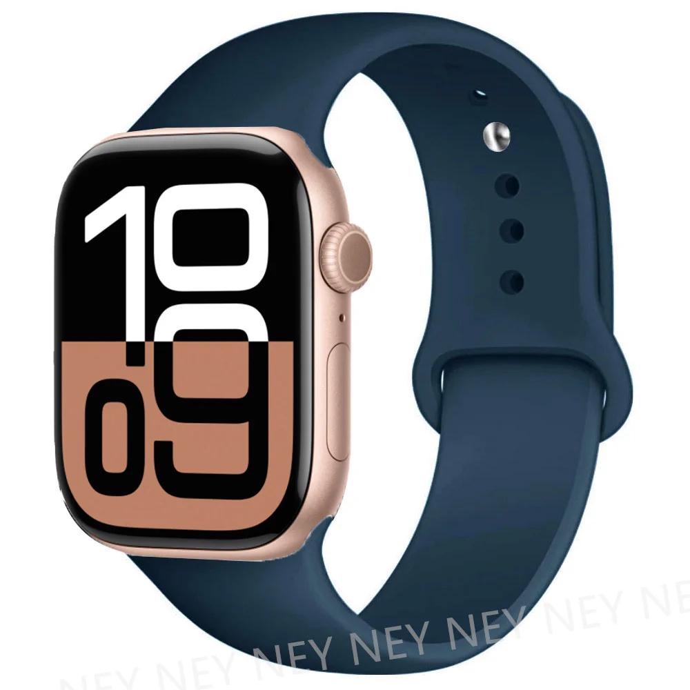 Silicone Band For Apple Watch Straps Ultra 2 49mm 45mm 44-40mm 41mm Sport Bracelet Apple Watch Series 10 42mm-46mm 8 7 6 5 SE 9