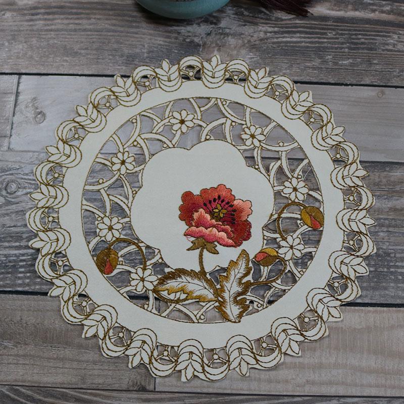 Europa trandafir broderie flori de masă șervețel pânză Nunta Crăciun mese mat bucatarie Decorarea mesei și accesorii