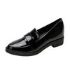Fashion Loafers 2025 Black Pointed Toe Fabric New British Style Thick Heel Inner Heightening Platform Leather Shoes Work Women's Shoes