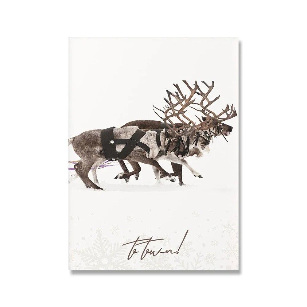 

Рождественский стиль, настенная живопись на холсте, Санта-Клаус с санями, принты, скандинавский плакат, настенная картина, гостиная, домашний декор 21cm×30cm NoFrame