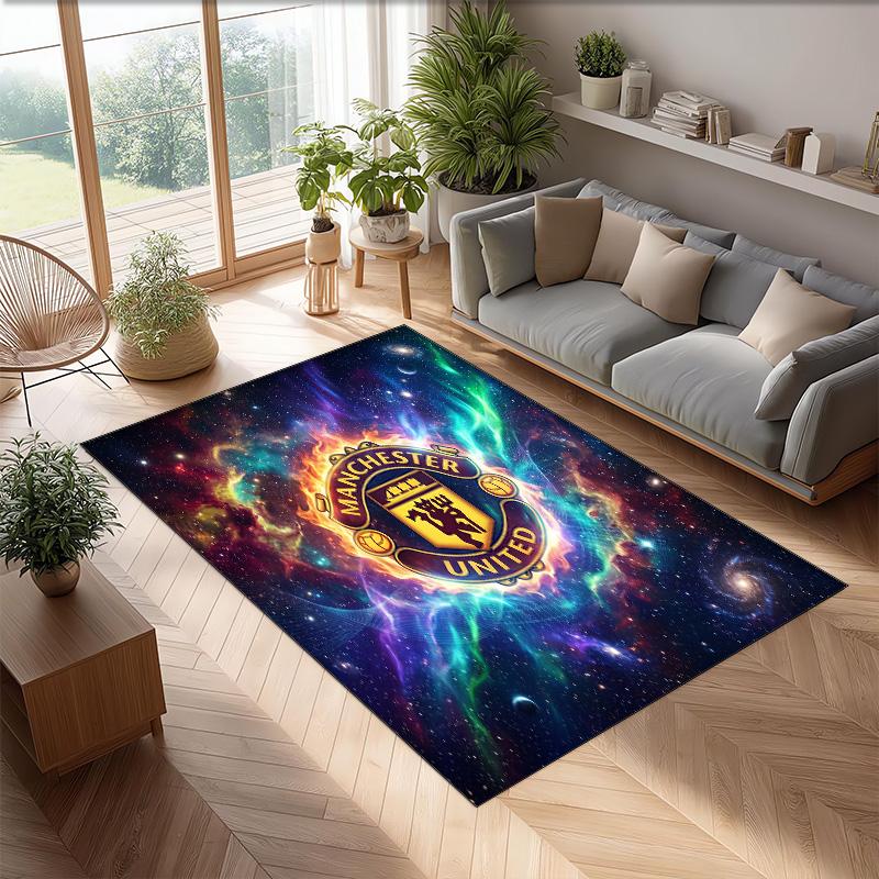 Tappeto in Flanella Stampato Manchester United Antiscivolo Morbido Poliestere Tappeto per Pavimento Tappetino Decorativo per Interni per Camera da Letto Soggiorno Divano