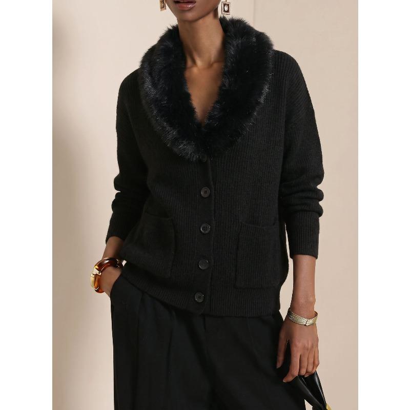 VEZFAA Damesmode Casual Herfst Winter Effen Kleur Print Lange Mouw Truien