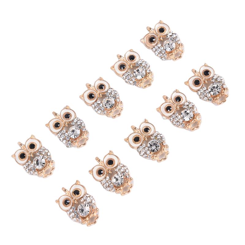 10Pcs   Owl Enamel Charms Pendant Diy Jewelry Craft Findings