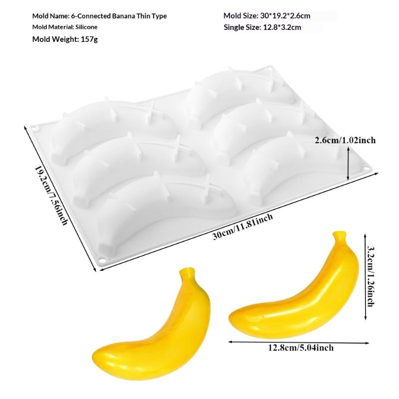 6/12 Cavity Baking Silicone Mold Food Grade Non-Stick for DIY Banana Mousse Cake Pudding Dessert Holiday Pastry Making