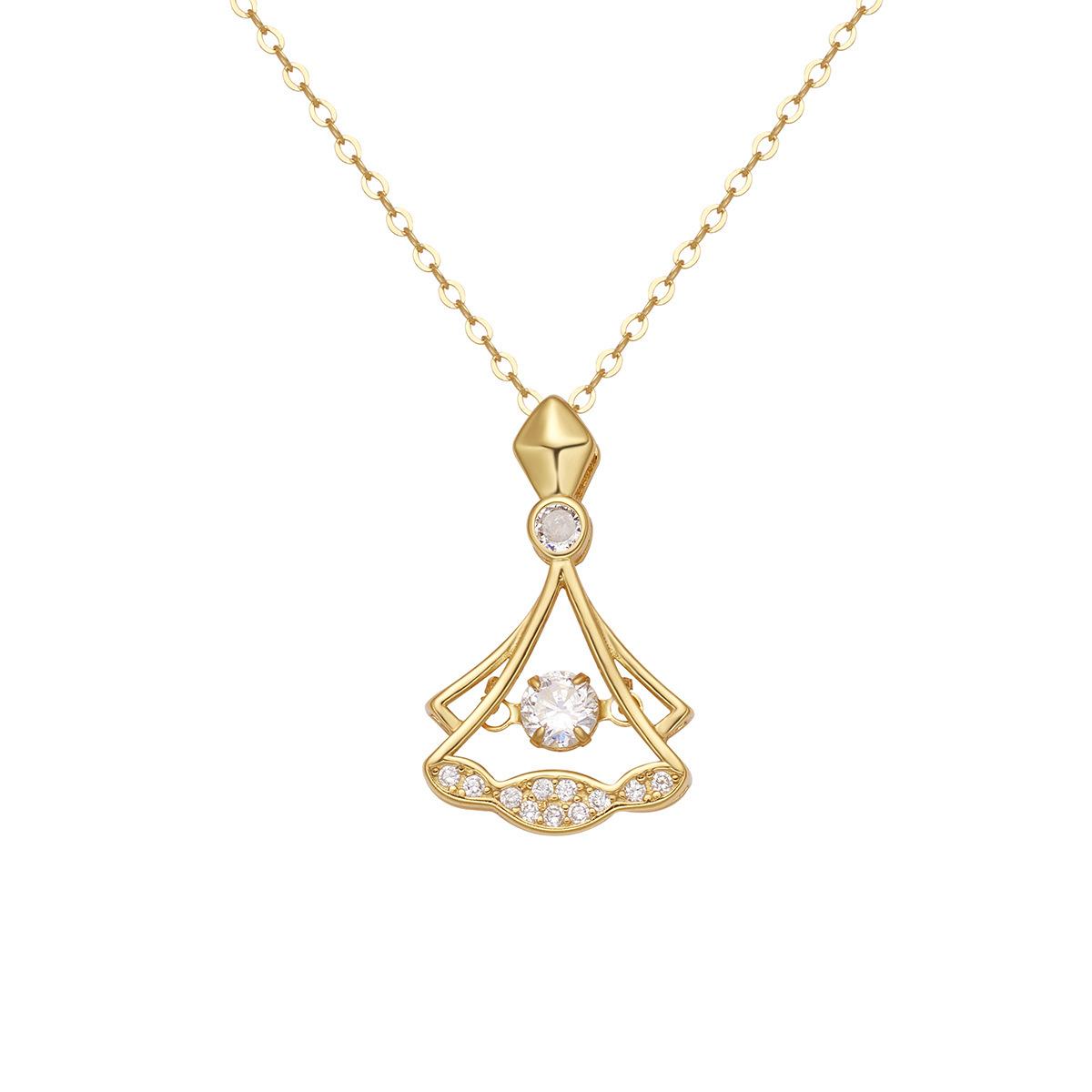 

S925 стерлингового серебра элегантная юбка ожерелье женская мода легкая роскошная полностью циркониевая универсальная веерная треугольная ключичная цепочка