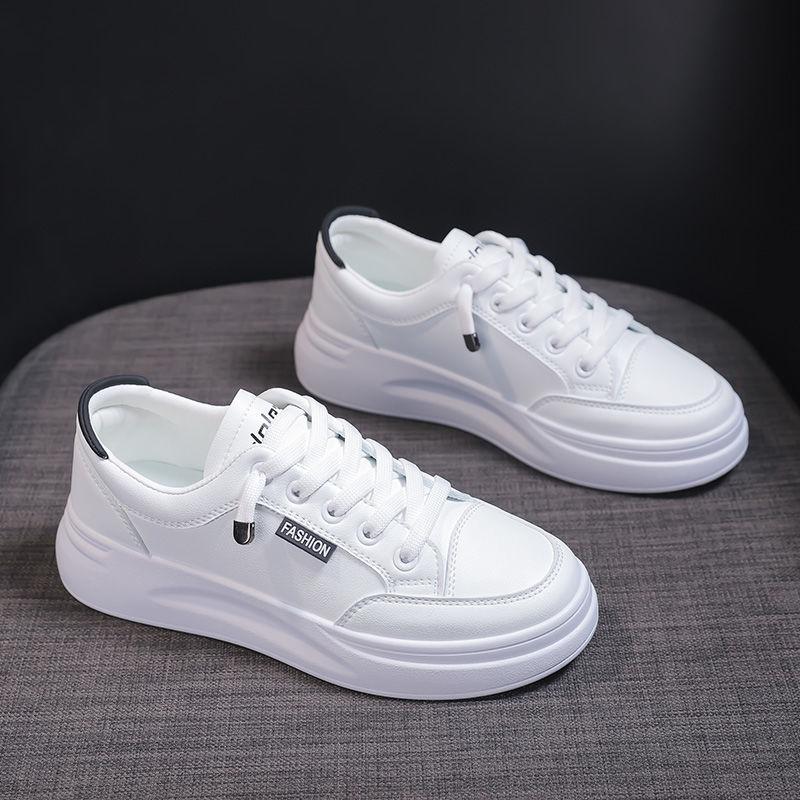 2025 Spring Women's White Korean Style Platform Sneakers – Versatile Height-Increasing Casual Shoes
