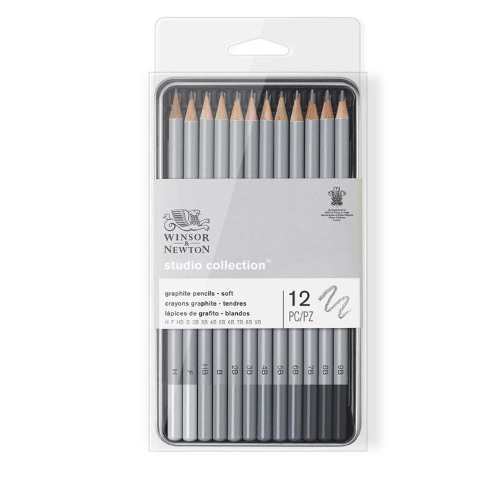 Crayon - wn - studio collection - graphite doux - 12 pièces - couleur gris