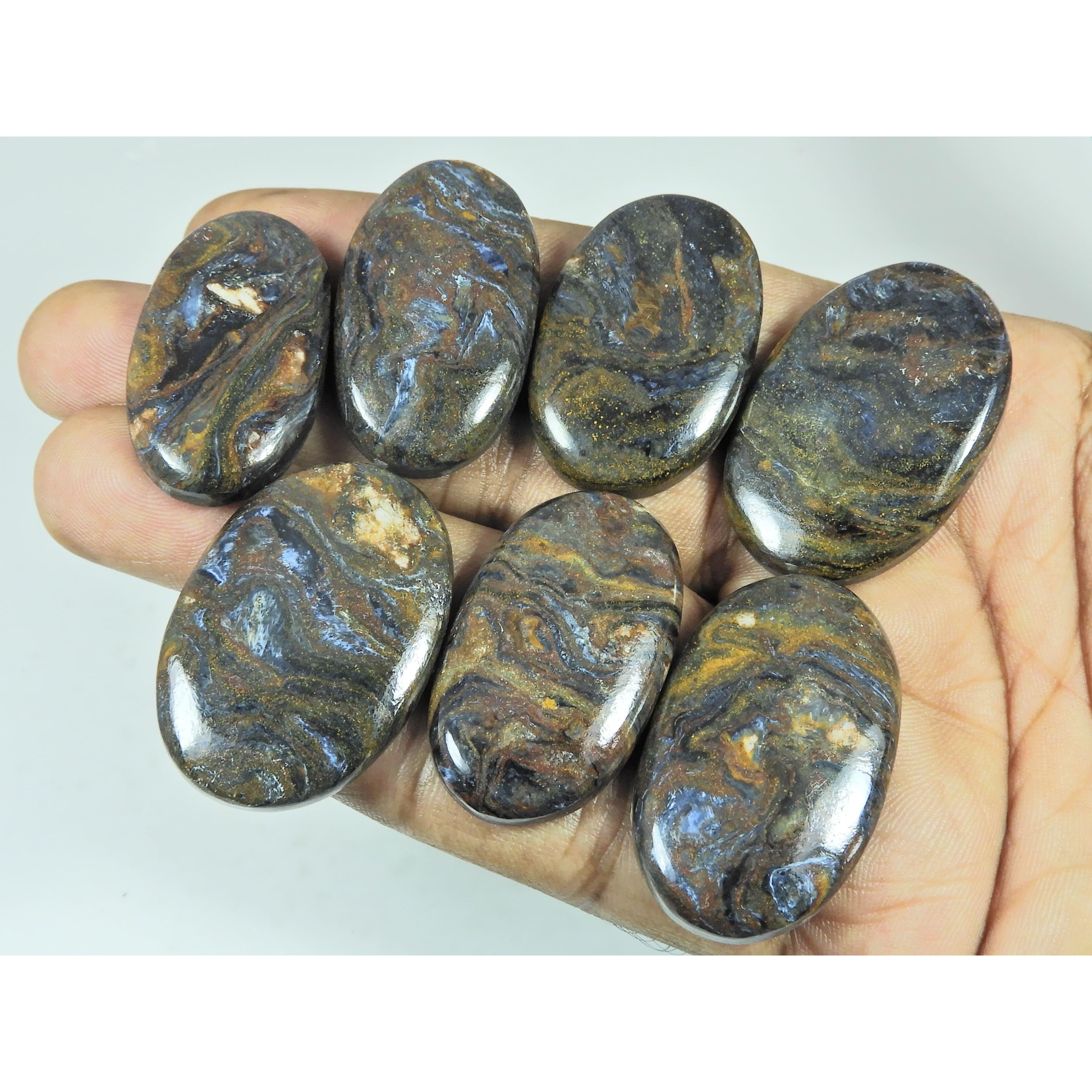 332Cts. Natural Pietersite Oval Shape Cabochon Loose Gemstone 07 Pcs Lot C-2882