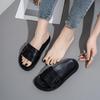 Women's Genuine Leather Thick-Soled One-Strap Slides - Casual, Fashionable, Lightweight, and Soft Beach Shoes