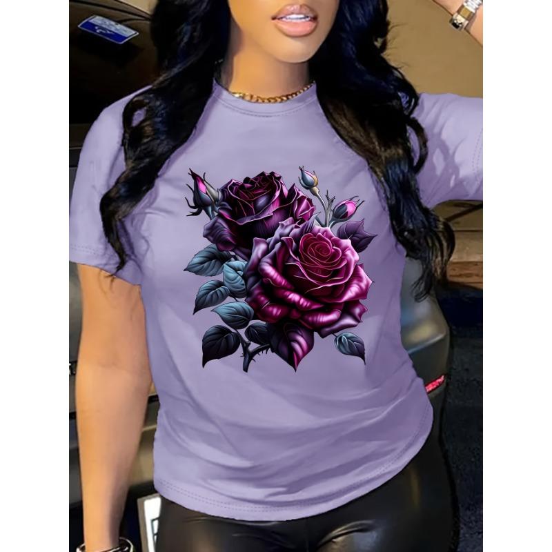 

Летняя женская футболка с 3D-принтом «Роза. Темная серия». Дышащая, простая и персонализированная. 6XL