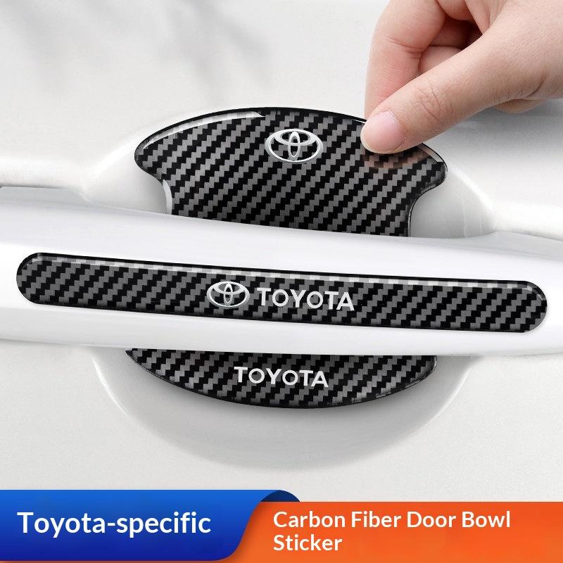 WTRK1 Car Door Handle Bowl Protector Anti-Scratch Carbon Sticker Strip Decals for Toyota RAV4 C-HR Yaris Hilux Prius Auto Accessories