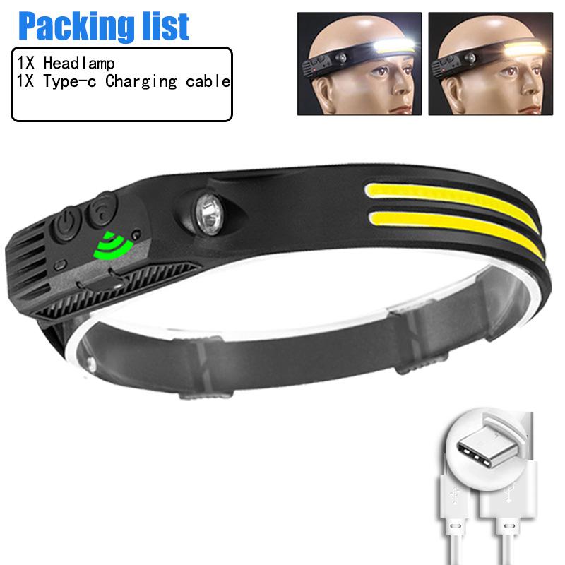 1-15Pcs LED Induction Headlamp USB Rechargeable Head Flashlight Powerful Camping Head Lantern Fishing Headlight 18650 Battery