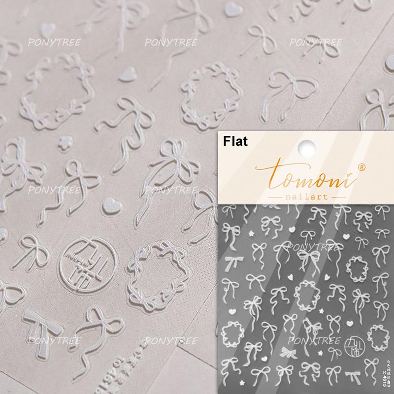 Delicate Jelly Chic Bowknot Silk Ribbon Knot Star Shiny Dreamy Self Adhesive Nail Art Decorations Sticker Dressy Manicure Decals