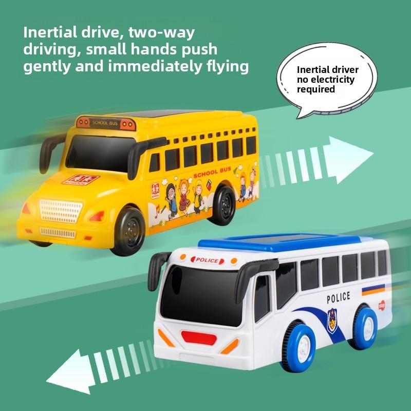Childrens Police Car School Bus Toy Car With Inertia Motion And Lights For Boys Play