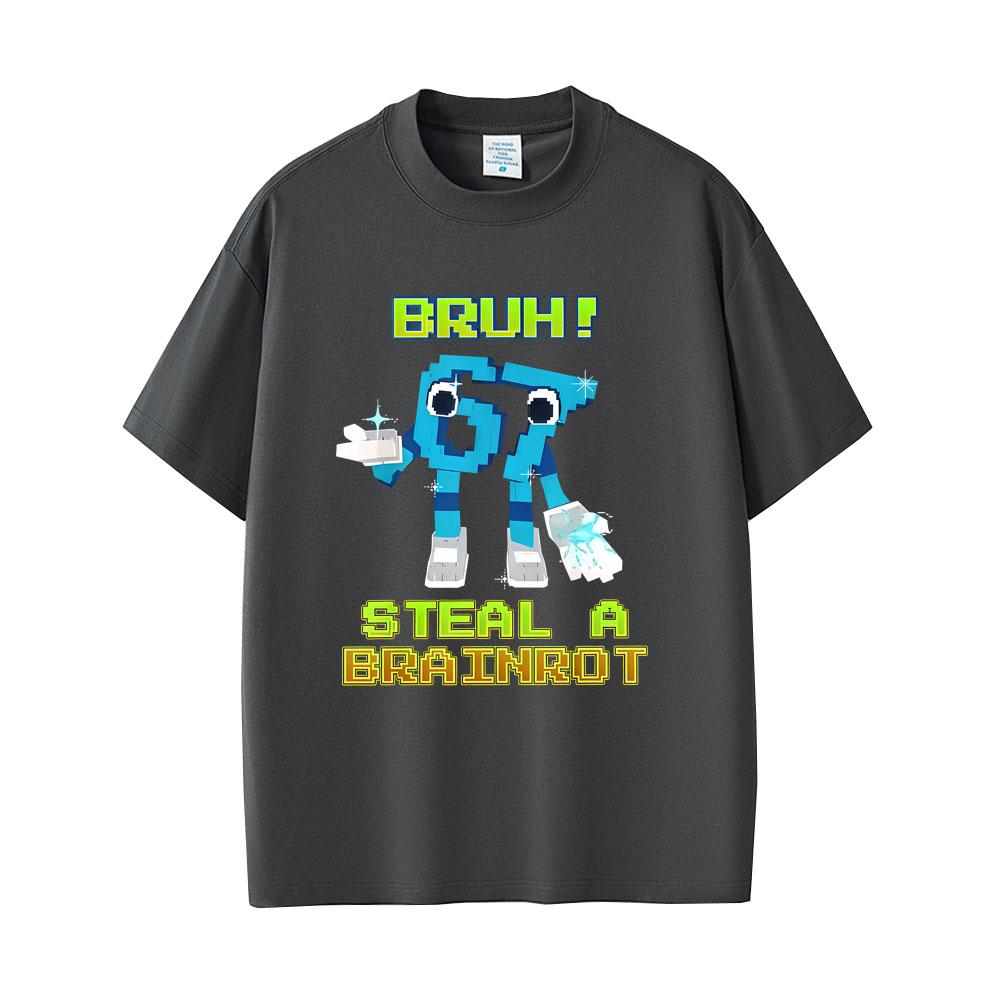 Funny Italian Brainrot Six Seven 67 Number Graphic Tshirt Bruh Steal A Bratnrot T Shirts Unisexs Women Casual Oversized Tshirts