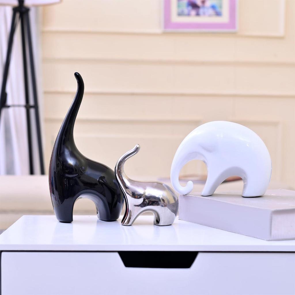 Grand Luxury Elephant Trio | A Symbol of Wisdom & Prosperity | Elegant Set for a Refined Aesthetic – Pack of 3, Multicolor