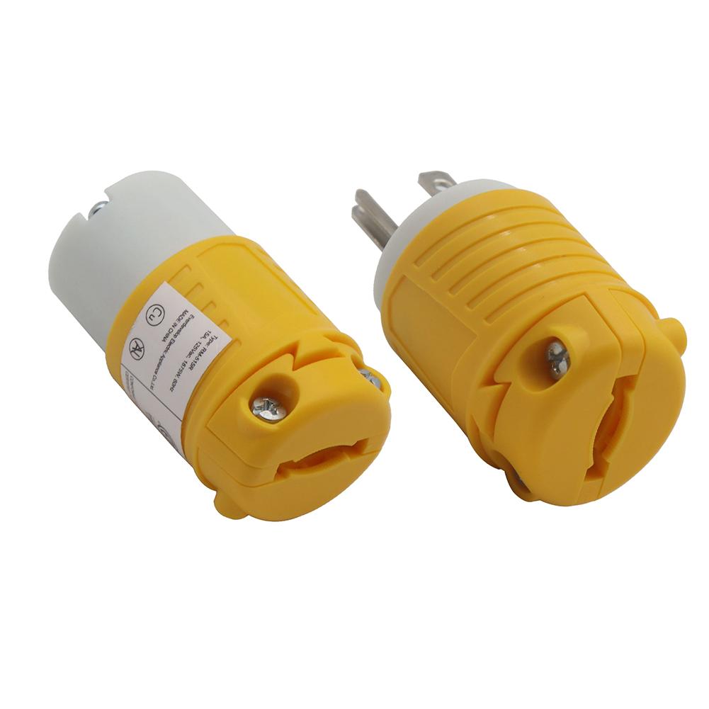 Extension Cord Ends, Electrical Replacement Connector, NEMA 5-15P And 5-15R 15A 125V Electric Replacement Plug, Extension Cord Ends