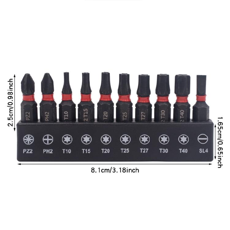 Industrial Strength Steel Torxes Screwdriver Bit 10Pcs Set Corrosion Proof High Torque Performances For Technicians