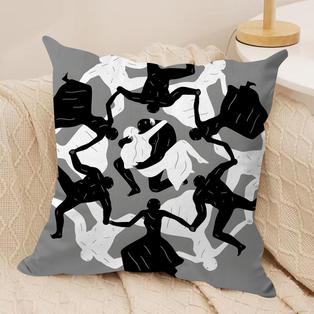 Black And White Art Cushion Cover Pillowcase Ultra Soft Skin Friendly Fabric Cloud Like Comfort  Concealed Zipper