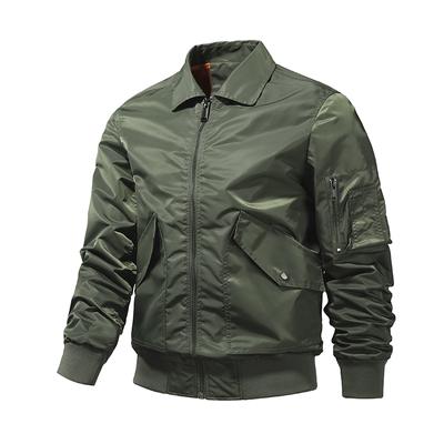 Air Force MA1 Pilot Jacket Men's  Autumn and Winter Solid Color Windproof Warm Baseball Jacket Oversized Men's Workwear