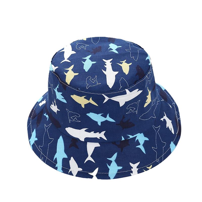 1 Piece Cotton Breathable Kids Fisherman Hat 0-4 Years Cartoon Printing Whale Baby Bucket Hat Infant Toddle Sun Hat