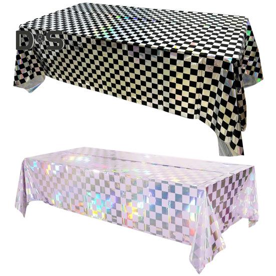 3-pack plastduk skinnende rektangel engangsbordtrekk iriserende festdekorasjoner for piknikcamping