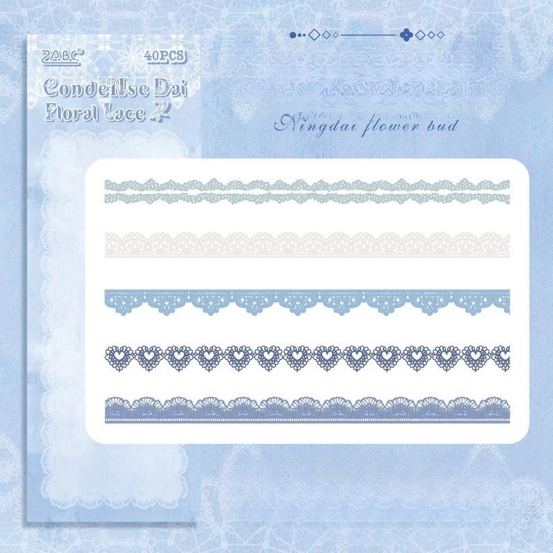 40pcs PET Lace Strip Stickers Hand Account Collage Stickers for Scrapbooking Supplies Card Making Junk Journal Album Decor