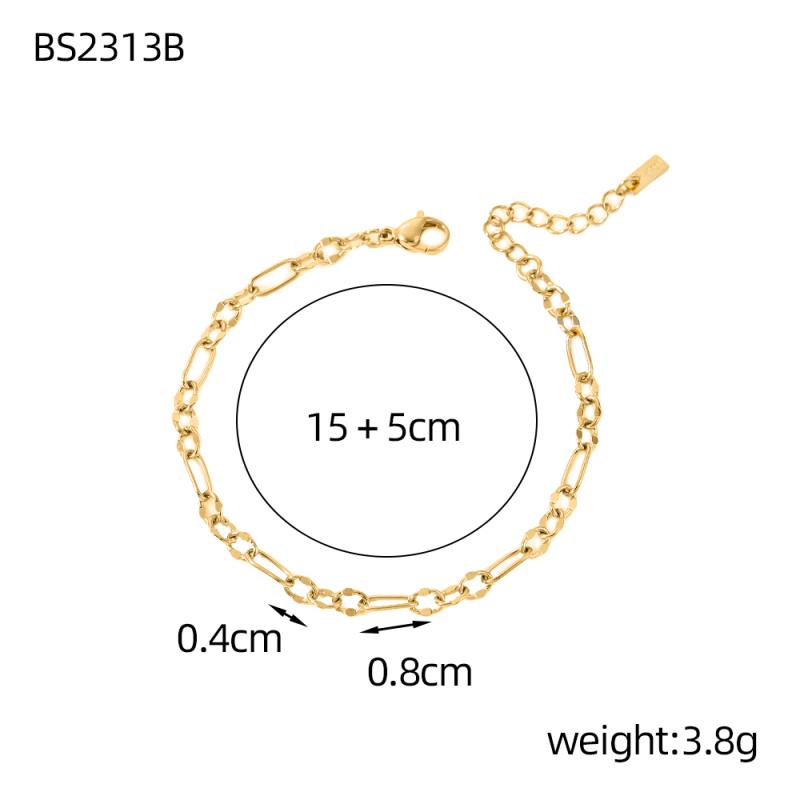 CARLIDANA Fashion Stainless Steel Gold Plated Paper Clip Bracelets Women Men Cuban Link Mesh Chain Bracelet Simple Jewelry
