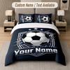 Soccer Theme Custom Text Or Name 3Pcs Bedding Set 1 Flat Sheet & 2 Pillowcases Personalized Home Bedding