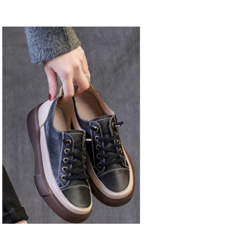 New Soft-soled Low-top Single Shoes Large-sized Retro Flat Round-toe Women's Shoes