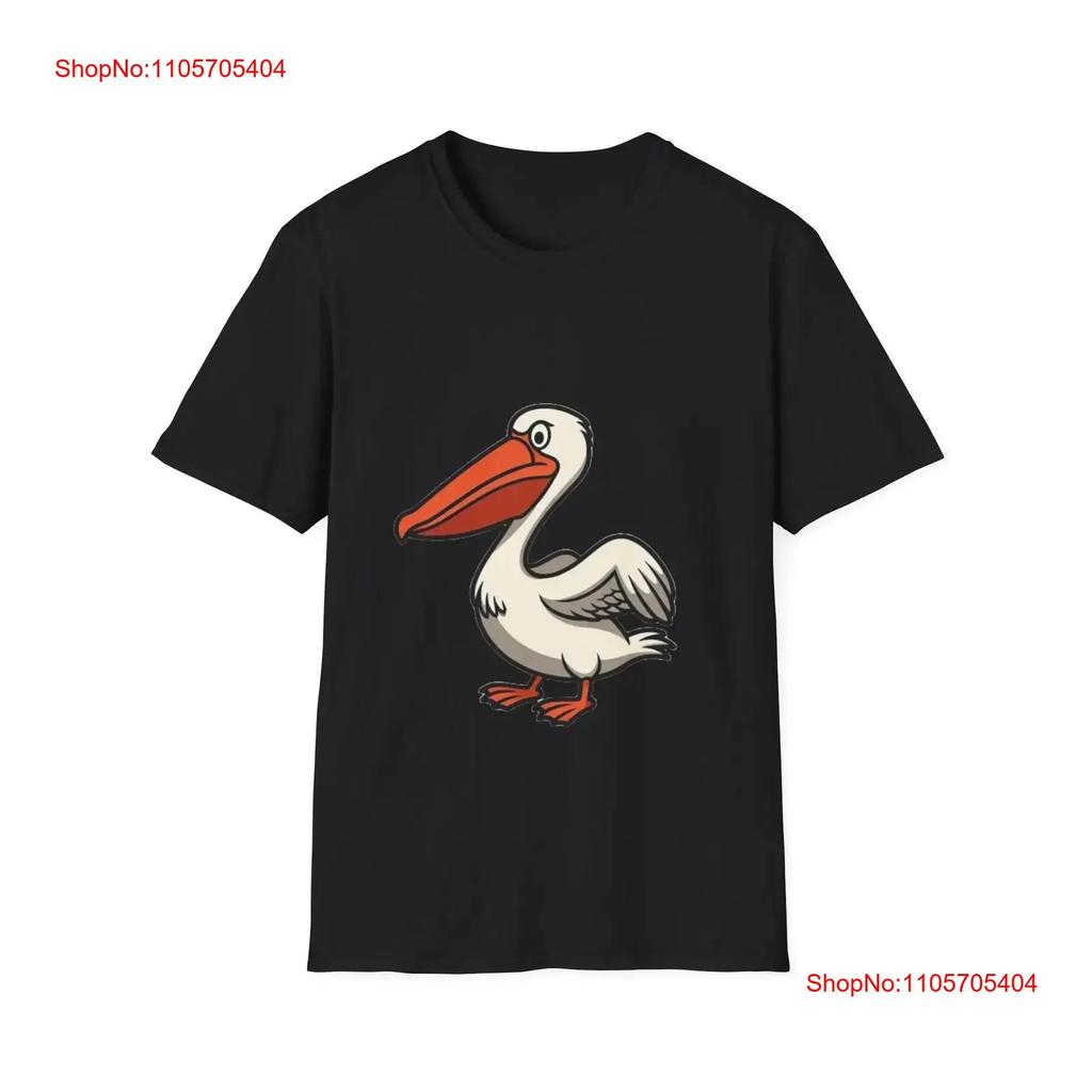 Cartoon Pelican T Shirt Cute Seabird Illustration Vintage Unisex Top For Everyday Wear Streetwear