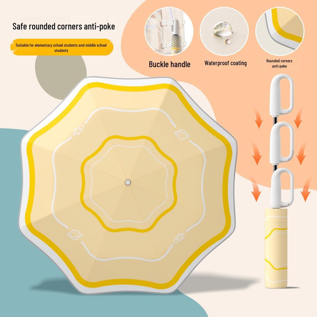 Children's Safe Automatic Umbrella - Anti-Stab, Rounded Corners for School Boys & Girls