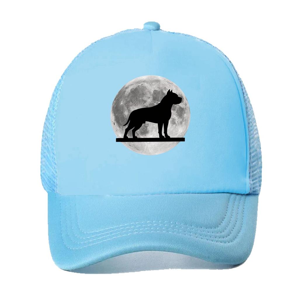 Black Dog Silhouette Full Moon Graph Mesh Baseball Cap For Womens Unisex FeUnisex Beach Dad Hat Hip Hop