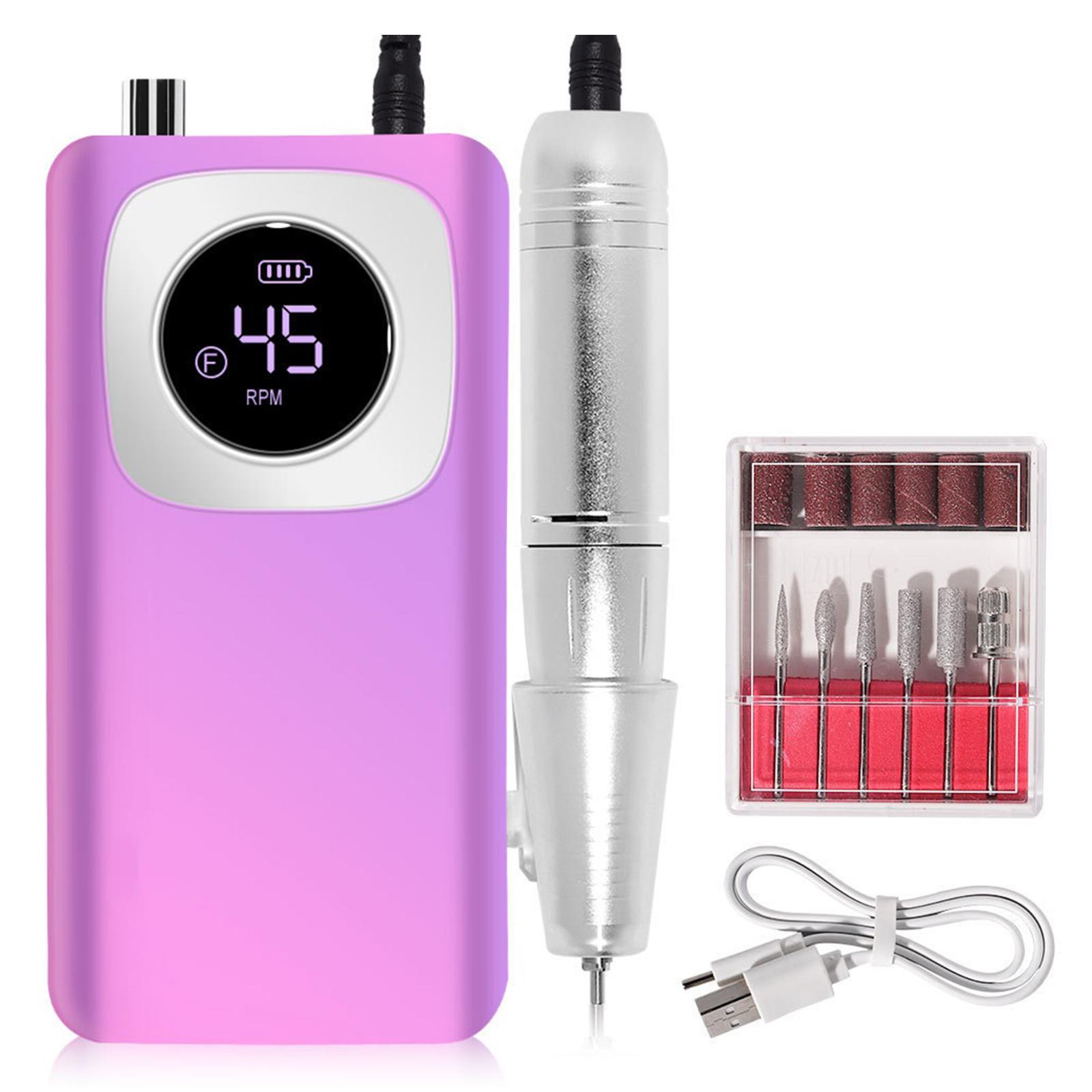 

Electric Nail Drill 45000RPM Rechargeable Cordless E-File with Bits Kit Portable Nail File for Acrylic Gel Polishing Removing фиолетовый