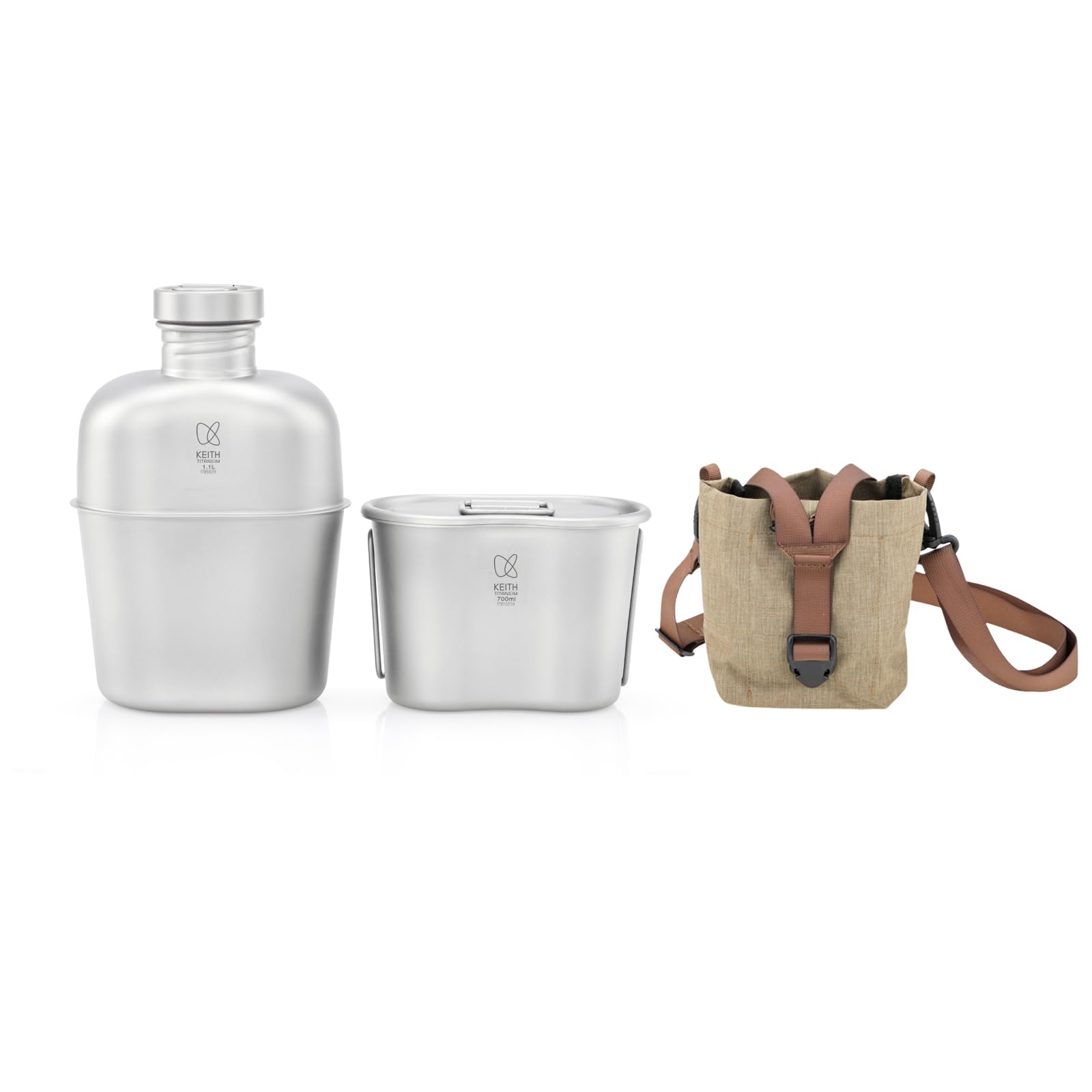 

KEITH Titanium Lightweight Military Direct Fire Lunch Box Camping Camping Cookware Kettle, Cooking, Pot, Kettle, (1100ml + 700ml)