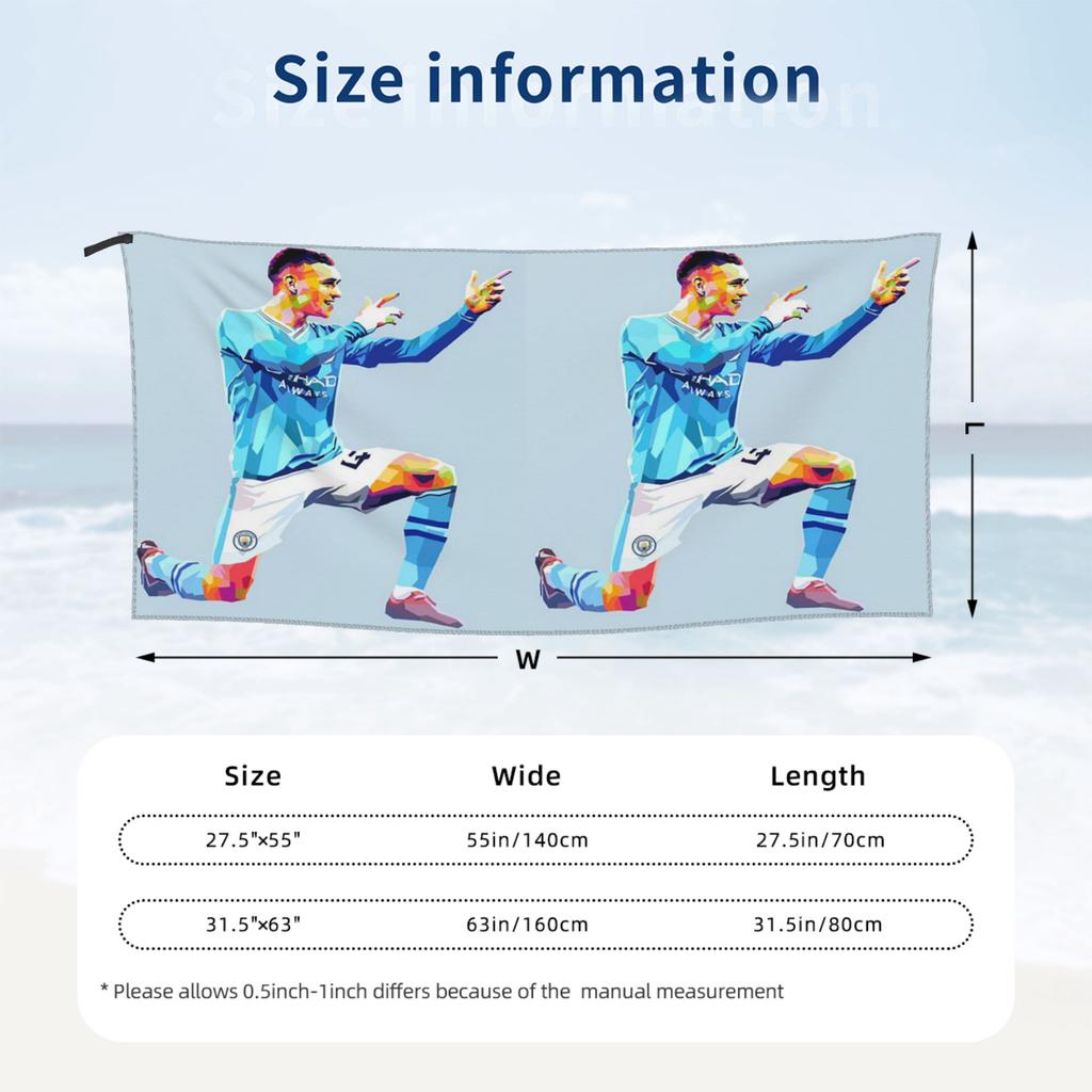 Phil Foden Printing Beach Towel Soft Microfiber Quick Dry Absorbent Quick Towels For Bath