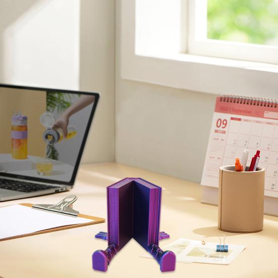3D Printed Book Buddy Sitting Book Fidget Toy with Articulated Legs Tabletop Companion Book Figure for Home Desk Bookshelf Decor