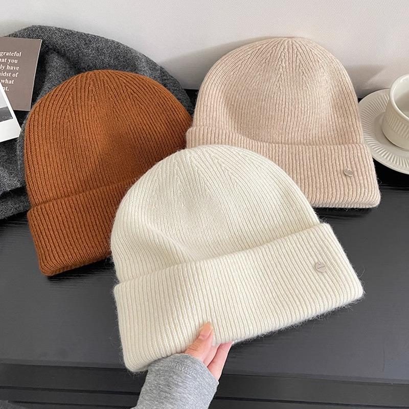 Knitted Woolen Hats for Men and Women in Autumn and Winter Small Face Protecting Ear Protection Warm Pile Hats Cold Hats