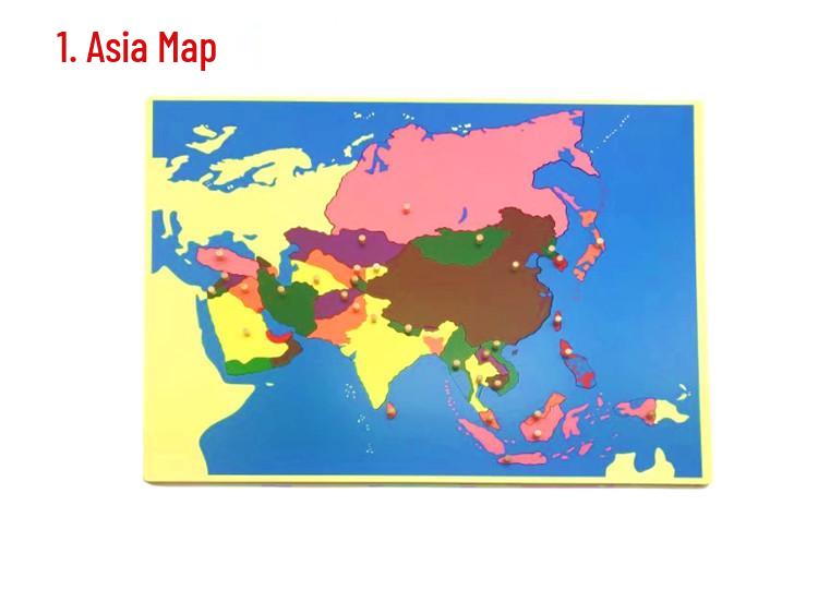 Montessori Beech Wood Map Puzzle & Flag Set for Classroom Display