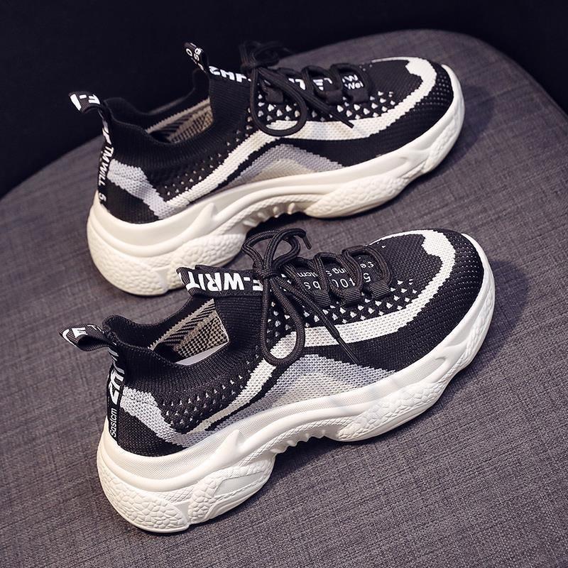 Trendy Versatile Women's Shoes 2024 New Spring and Autumn Season Mesh Breathable Thick Sole Sports Running Shoes Zapatos Mujer