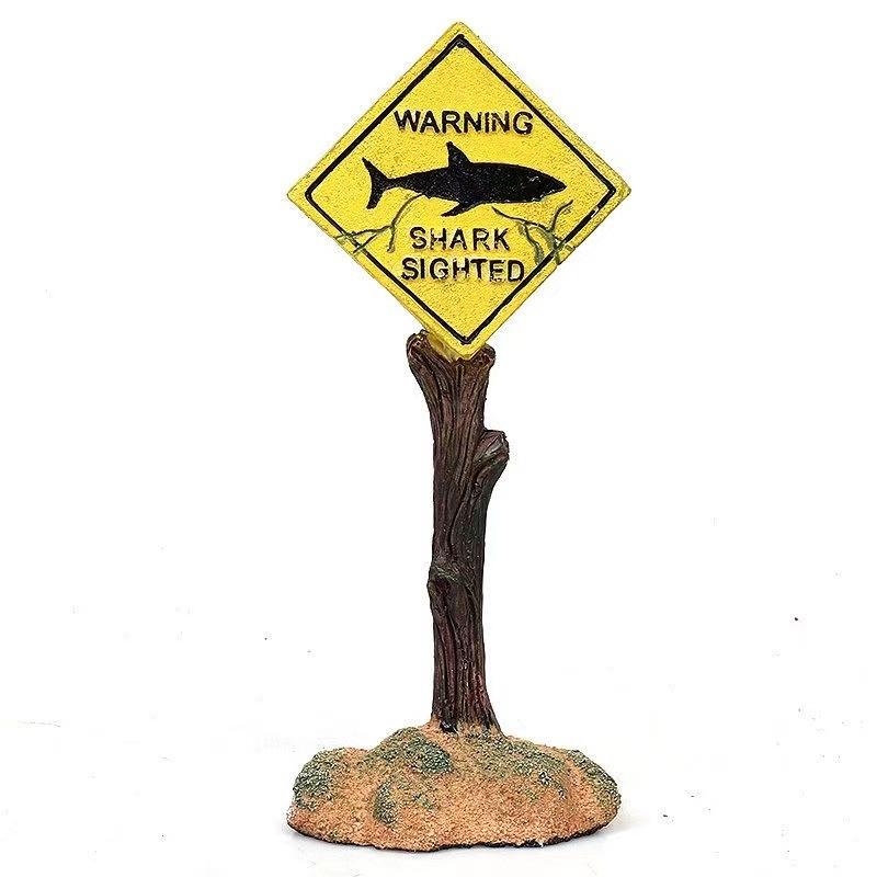 1Pc Resin Aquarium Decoration Ornaments Artificial Shark Warning Sign Landscaping Accessories for Fish Tank Aquarium Background