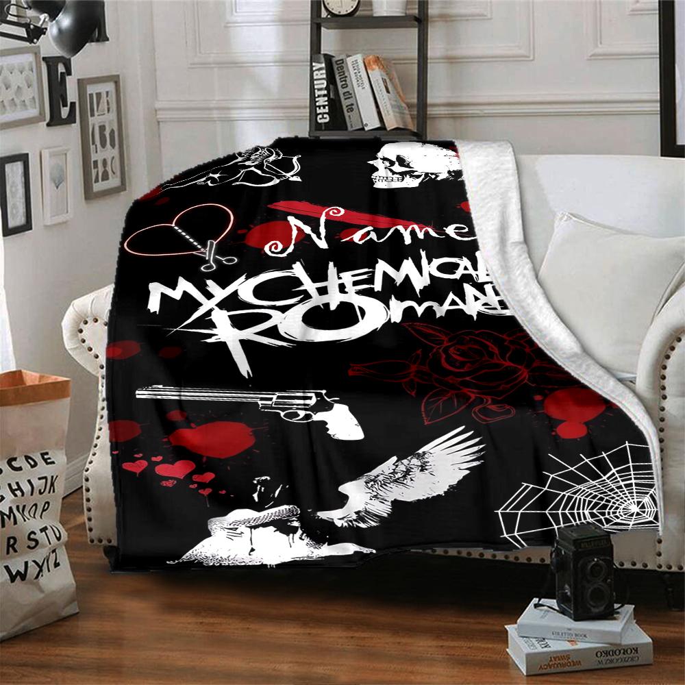 Custom Name My Chemical Romance Theme Printed Blanket - Perfect for Couch, Bed, Travel & Outdoor Use | Machine Washable, Cozy & Durable.