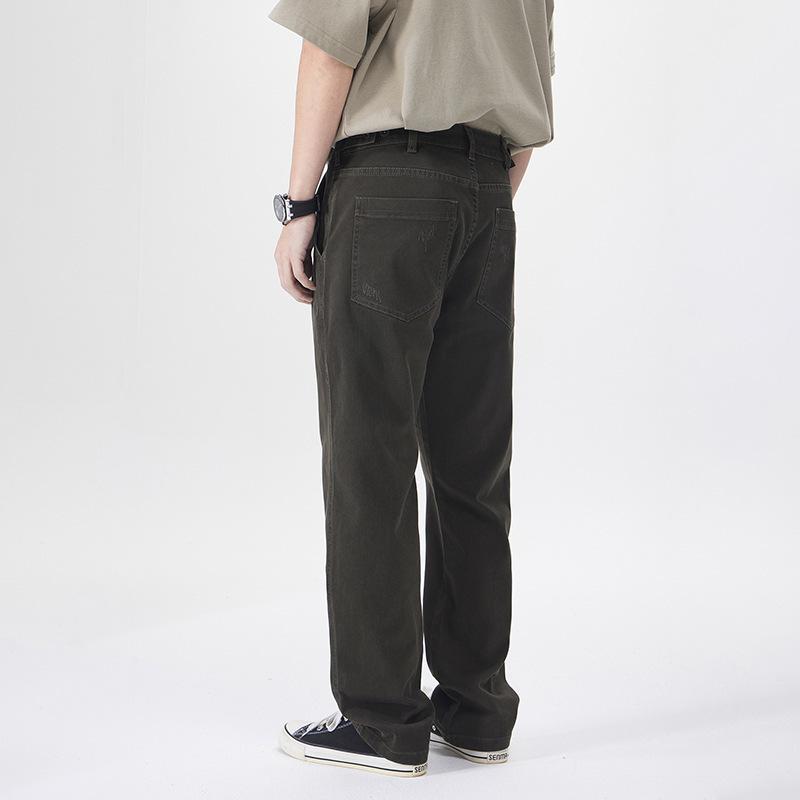 Oblique pocket casual pants men's trend retro solid color loose straight trousers trendy brand overalls men's commuter pants