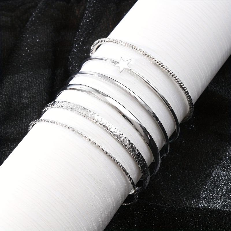 6pcs Star Open Bracelet Set, Stylish and Trendy Women's Bracelets
